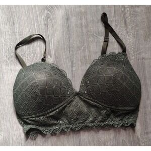 Candies Green Lace Bra 34B‎ Wireless Padded Adjustable Strap